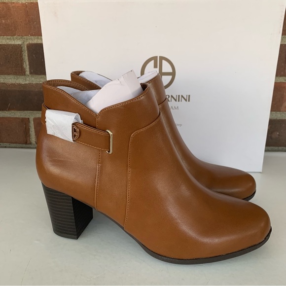 Giani Bernini Womens Artemy Chestnut Leather Ankle Boots Shoes US 10 M NEW - Picture 1 of 8